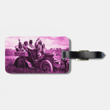 APACHES AND GERONIMO DRIVING A MOTOR CAR BAG TAG