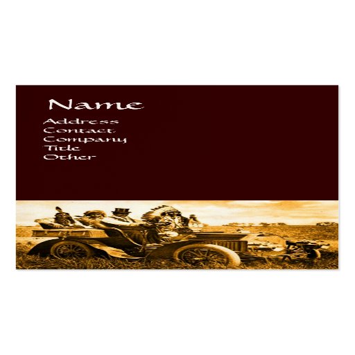 APACHES AND GERONIMO DRIVING A MOTOR CAR BUSINESS CARDS