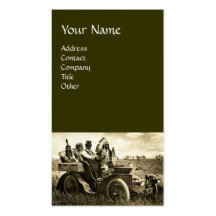 APACHES AND GERONIMO DRIVING A MOTOR CAR BUSINESS CARD TEMPLATES