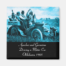 APACHES AND GERONIMO DRIVING A MOTOR CAR MAGNET