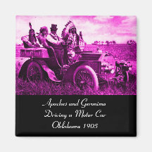 APACHES AND GERONIMO DRIVING A MOTOR CAR REFRIGERATOR MAGNETS