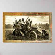 APACHES AND GERONIMO DRIVING A MOTOR CAR POSTER