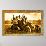 APACHES AND GERONIMO DRIVING A MOTOR CAR PRINT