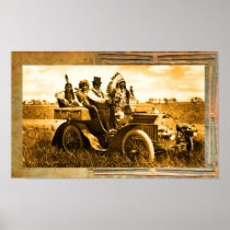 APACHES AND GERONIMO DRIVING A MOTOR CAR PRINT