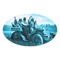 APACHES AND GERONIMO DRIVING A MOTOR CAR STICKERS