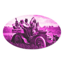 APACHES AND GERONIMO DRIVING A MOTOR CAR STICKER