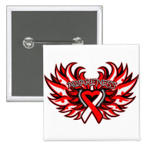 Aplastic Anemia Awareness Heart Wings Pinback Buttons