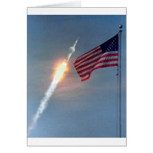 Apollo 11 launch, with flag, NASA Cards