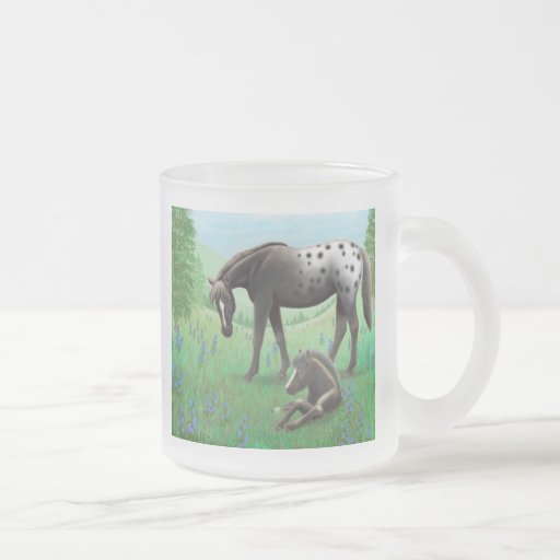 Appaloosa Horse and Foal Frosted Glass Mug