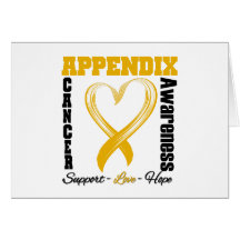 Appendix Cancer Awareness Brushed Heart Ribbon Card