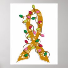 Appendix Cancer Christmas Lights Ribbon Posters