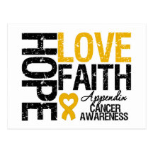 Appendix Cancer HOPE LOVE FAITH Postcards