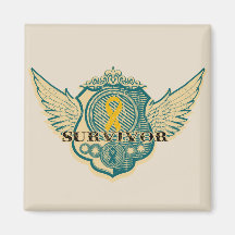 Appendix Cancer Survivor Vintage Winged Fridge Magnet