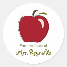 Apple Bookplates Round Sticker