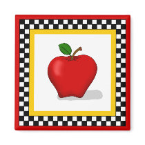 Apple & Chequerboard Square Magnet