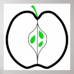 Apple Design in Green, Black and White. Poster