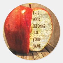 apple exlibris library sticker