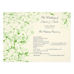 Apple Green Birds Swirl Order of Service Personalized Invites