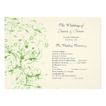 Apple Green Black Birds Swirl Order of Service Custom Invites
