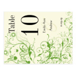 Apple Green & Black Birds Swirl Table Number Post Card