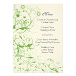 Apple Green & Black Birds Swirl Wedding Menu Personalized Invites