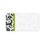 Apple Green & Black Damask Dots Personalized Address Labels