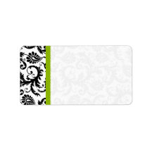 Apple Green & Black Damask Dots Personalized Address Label
