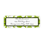 Apple Green & Black Damask Swirl Dot Address Label