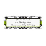 Apple Green & Black Damask Swirl Dot Label#2 Custom Return Address Labels