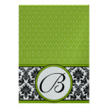 Apple Green & Black Damask Wedding Invitation
