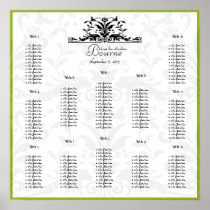Apple Green Black Damask-you choose border colour