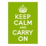 Apple Green Keep Calm and Carry On Business Card Template