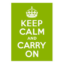 Apple Green Keep Calm and Carry On Business Card Template