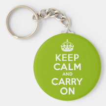 Apple Green Keep Calm and Carry On Keychains
