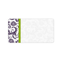 Apple Green & Lapis Purple Damask Dots Personalized Address Label
