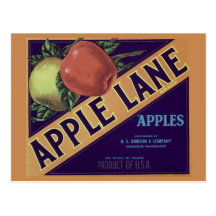 "Apple Lane" Fruit Crate Label Postcard