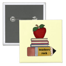 Apple Teachers Rock Tshirts and Gifts Pinback Button