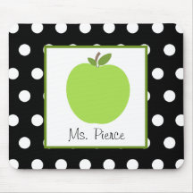 Apple vert/noir avec le pois blanc tapis de souris