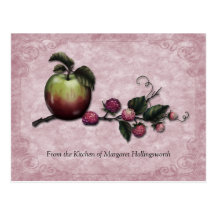 Apples and Raspberries Recipe Cards Post Card