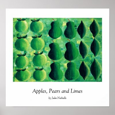 Apples, Pears and Limes Print by JulieAnnNicholls