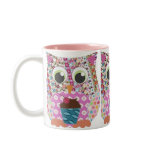 Appliqué Patch Pink Owl Mug