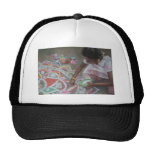 Applying the kolam powder hats
