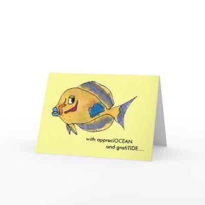 AppreciOCEAN tang cartoon fish thank you card by lillyarts