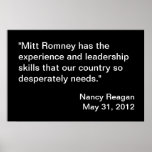 Approbation de Mitt Romney par Nancy Reagan Poster