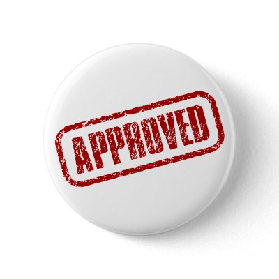 Approved stamp pins by Imaginechest