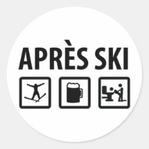 apres ski round stickers
