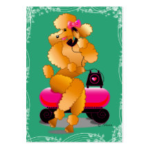 Apricot Poodle Retro Telephone Business Cards