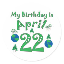April 22nd Earth Day Birthday Stickers