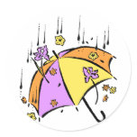 April Showers Umbrella Round Stickers