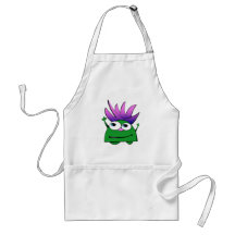 Apron, Cute Little Green Monster Cartoon